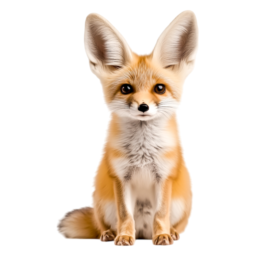Cute Fennec Fox Sitting with Large Ears in Natural Background png