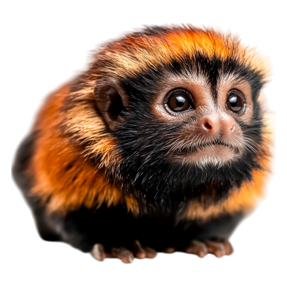 Cute monkey with vibrant fur, captivating expression, closeup view png