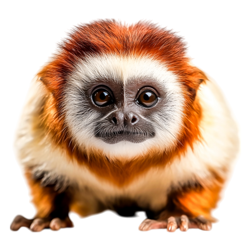 Cute small monkey with vivid fur and expressive eyes staring forward png