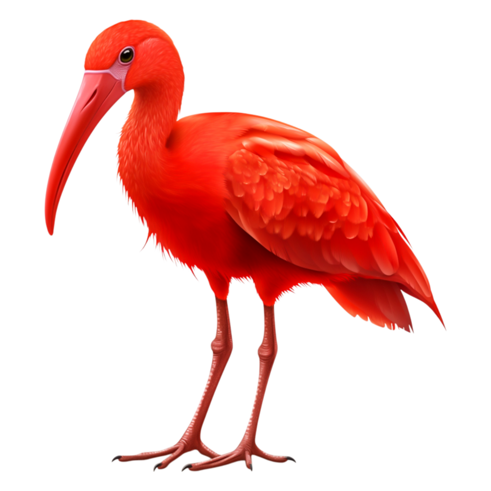 Vibrant Red Bird Standing Gracefully in Natural Habitat Environment png
