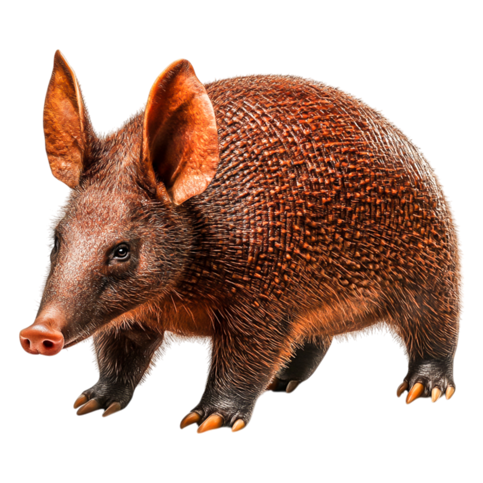 Detailed 3D Illustration of a Stylized Armadillo with Textured Fur png