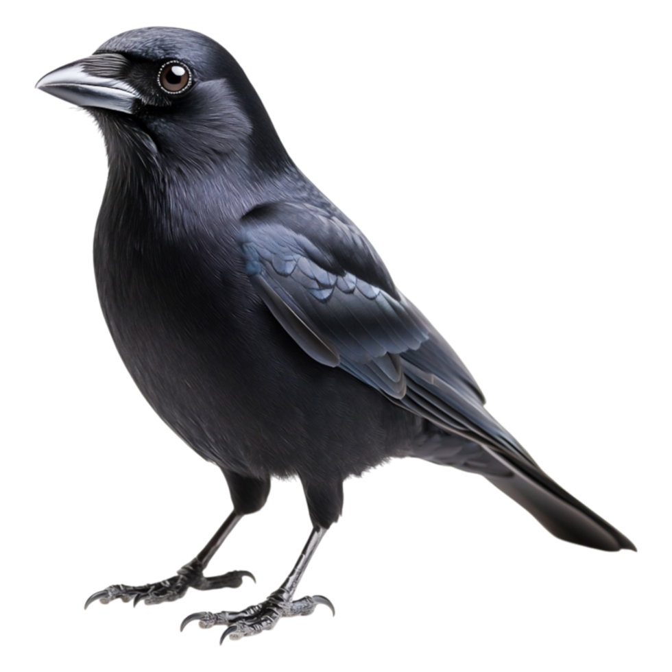 Realistic depiction of a black crow standing on its feet png