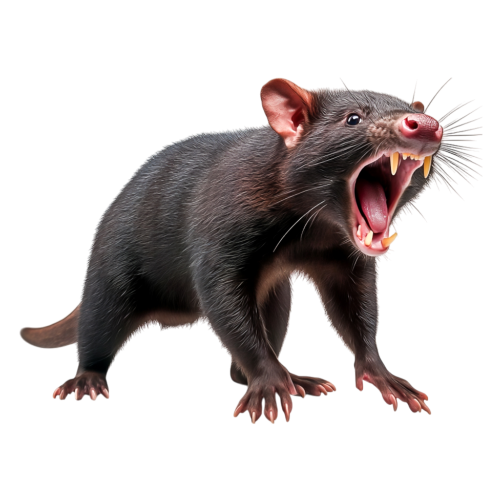 Fierce Tasmanian Devil Roaring with Open Mouth in Natural Setting png