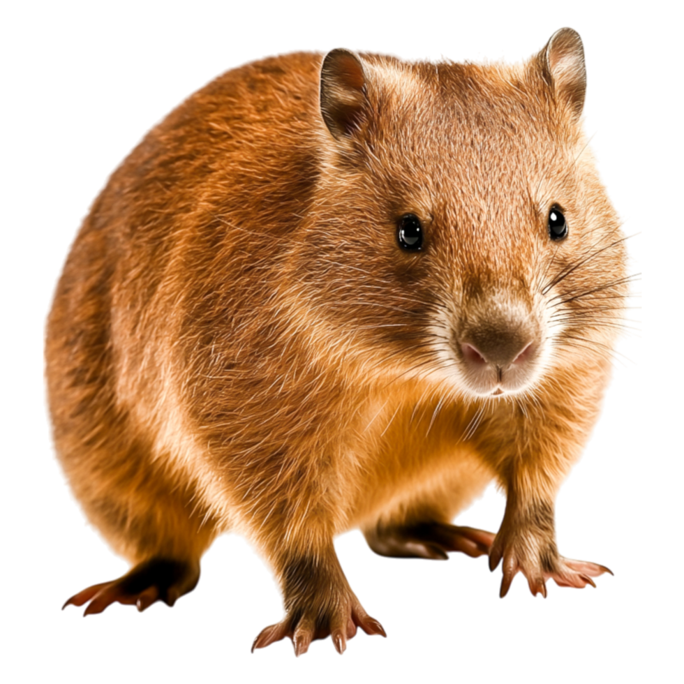 Cute small brown marsupial with round face and soft fur png