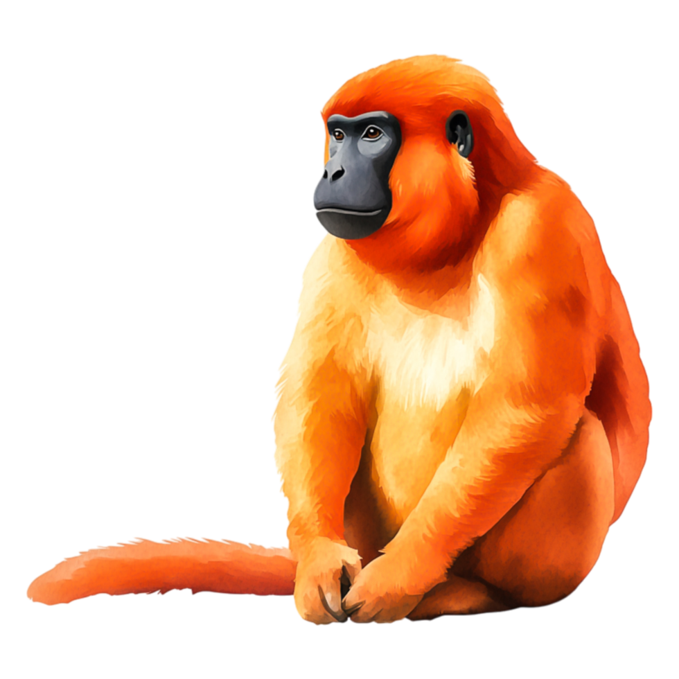 Orange Monkey Sitting in a Relaxed Posture Against a png