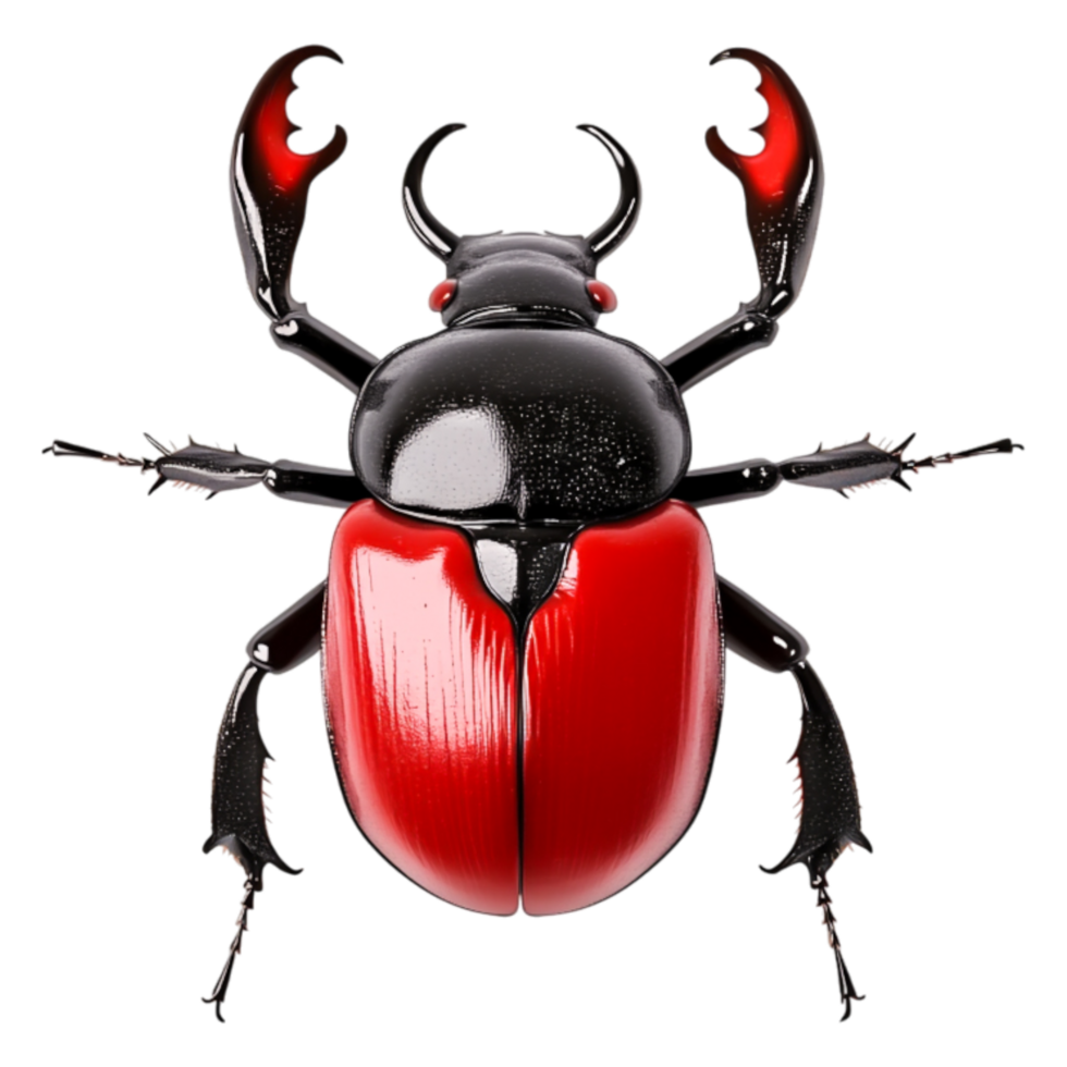 Vibrant Red And Black Beetle With Glossy Surface Isolated On White png