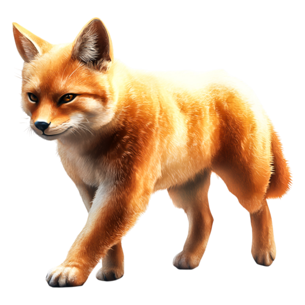 Beautiful Orange Fox Walking on the Forest Floor in Bright Light png