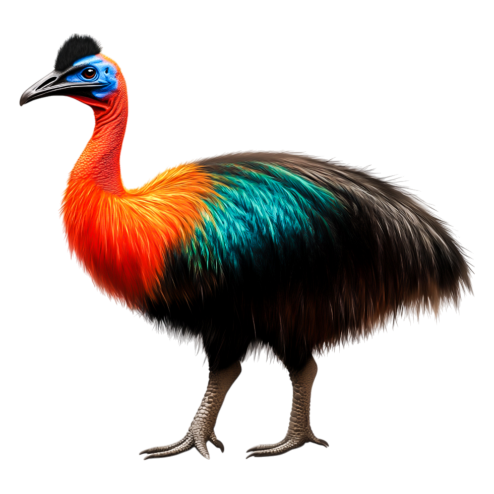 Colorful Cassowary Walking Gracefully in Lush Tropical Environment png