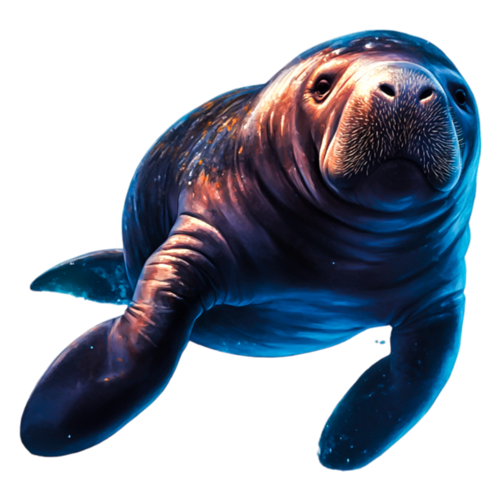 Majestic Manatee Swimming Gracefully in Vibrant Ocean Waters png