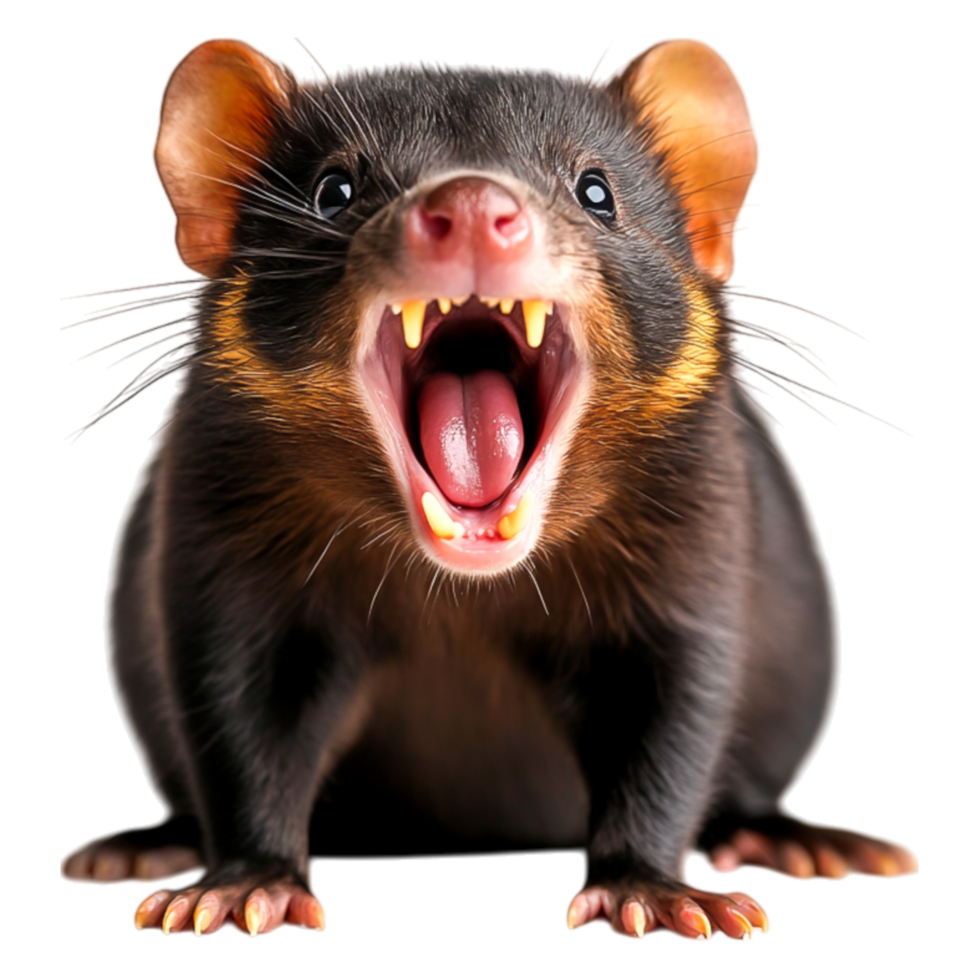 Fierce closeup of a Wild Animal with Open Mouth and Sharp Teeth png