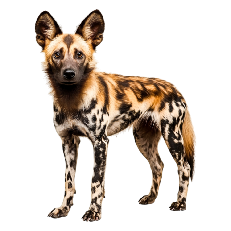 Unique and Colorful Dog with Distinctive Fur Patterns and Ears png