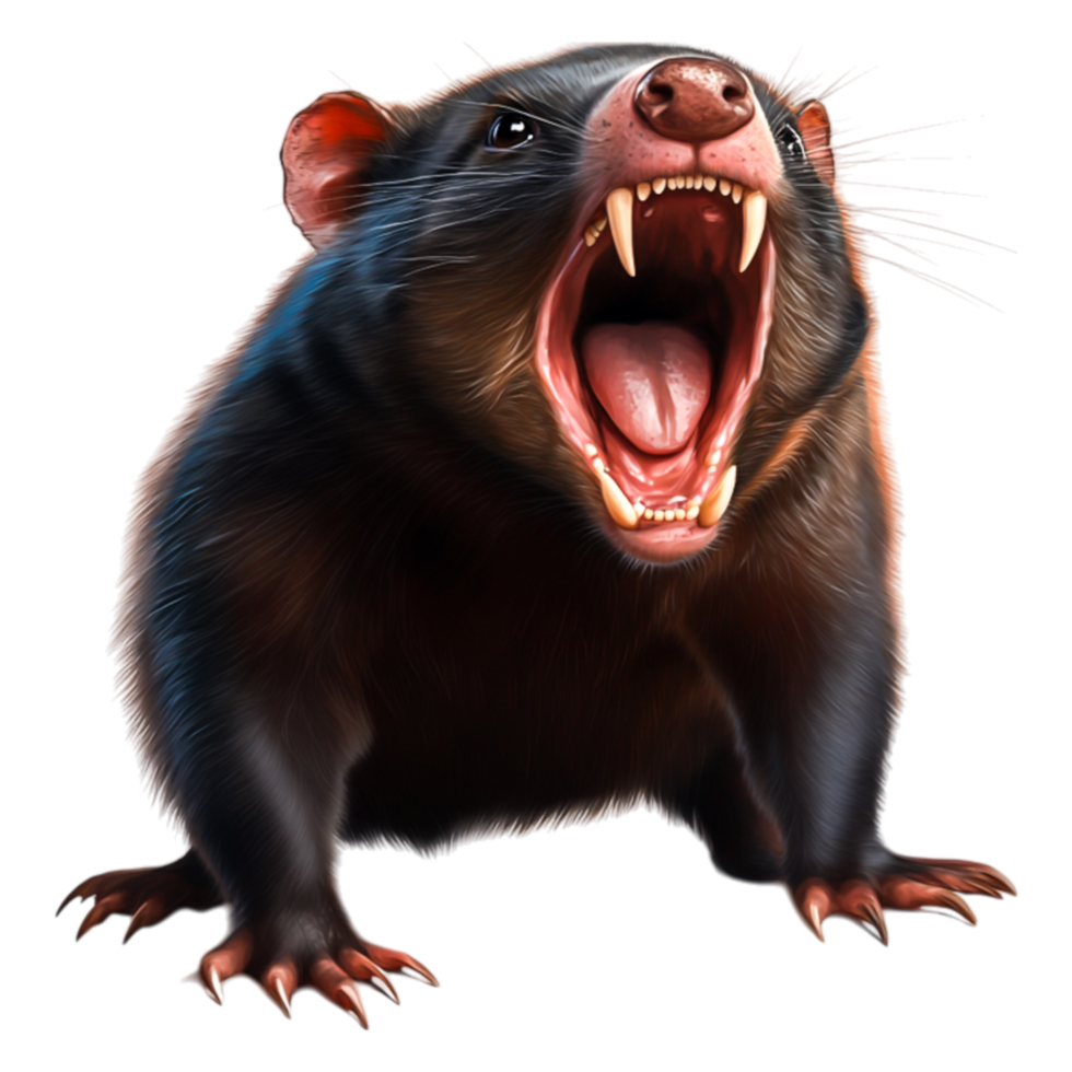 Ferocious Tasmanian Devil with Open Mouth and Sharp Teeth png