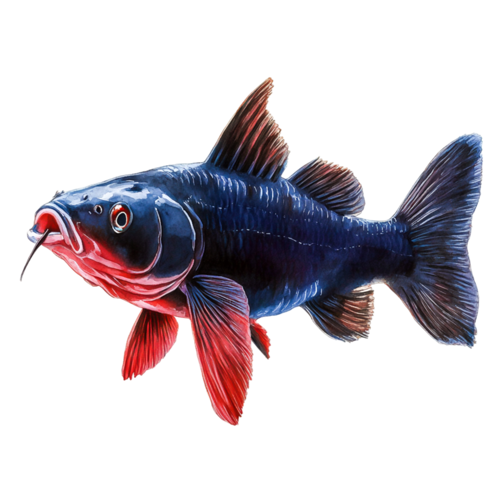 Realistic Illustration of a Black Fish with Distinctive Features png