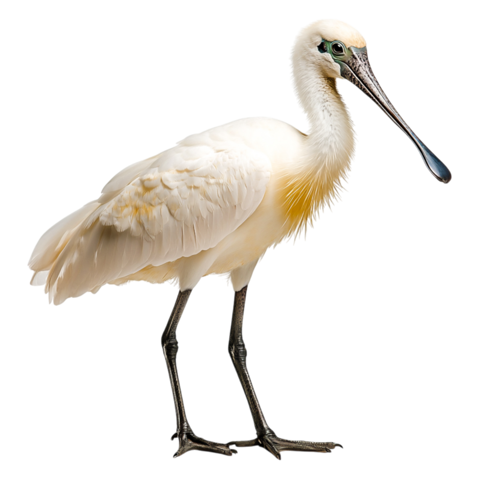 Elegant White Bird with Long Neck and Beak Standing Gracefully png