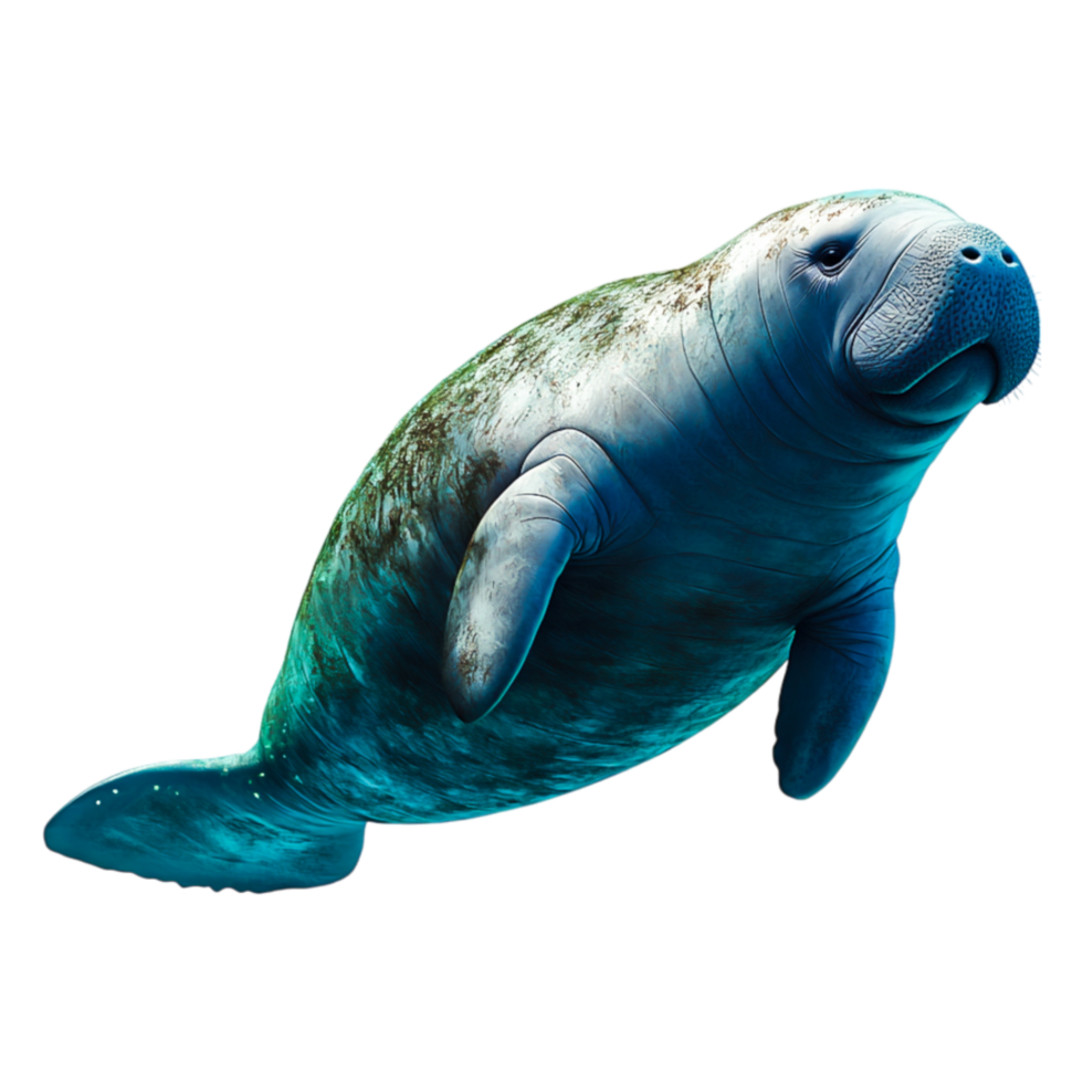 Friendly Manatee Swimming Gracefully in Crystal Clear Waters png