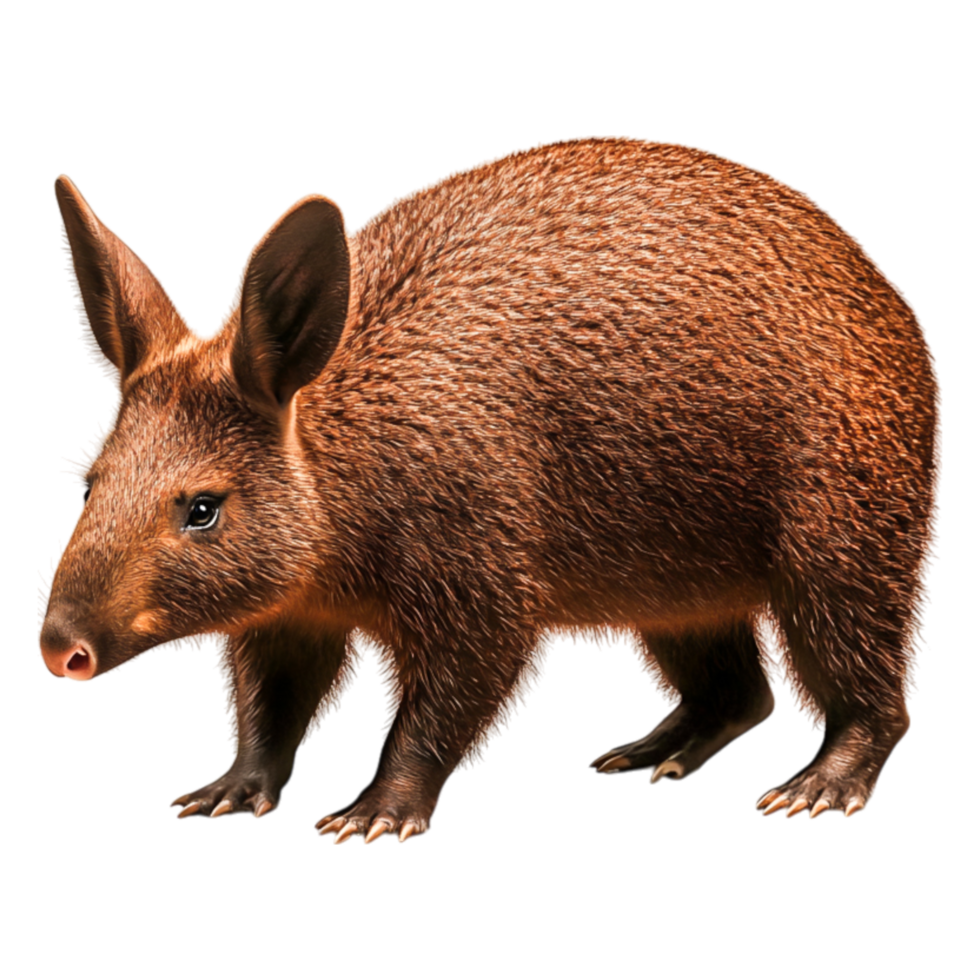 Detailed Illustration of a Cute Quokka with Brown Fur Texture png