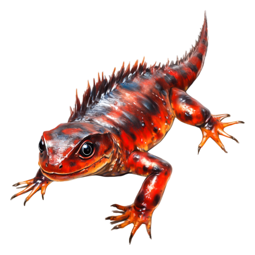 Vibrantly Colored Salamander with Unique Patterns and Textures png