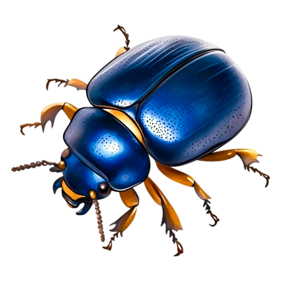 Vibrant Blue Beetle with Detailed Texture and Unique Features png