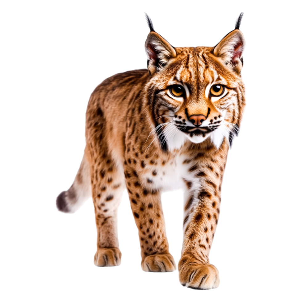 Striking Wild Cat with Distinctive Spots and Intense Gaze png