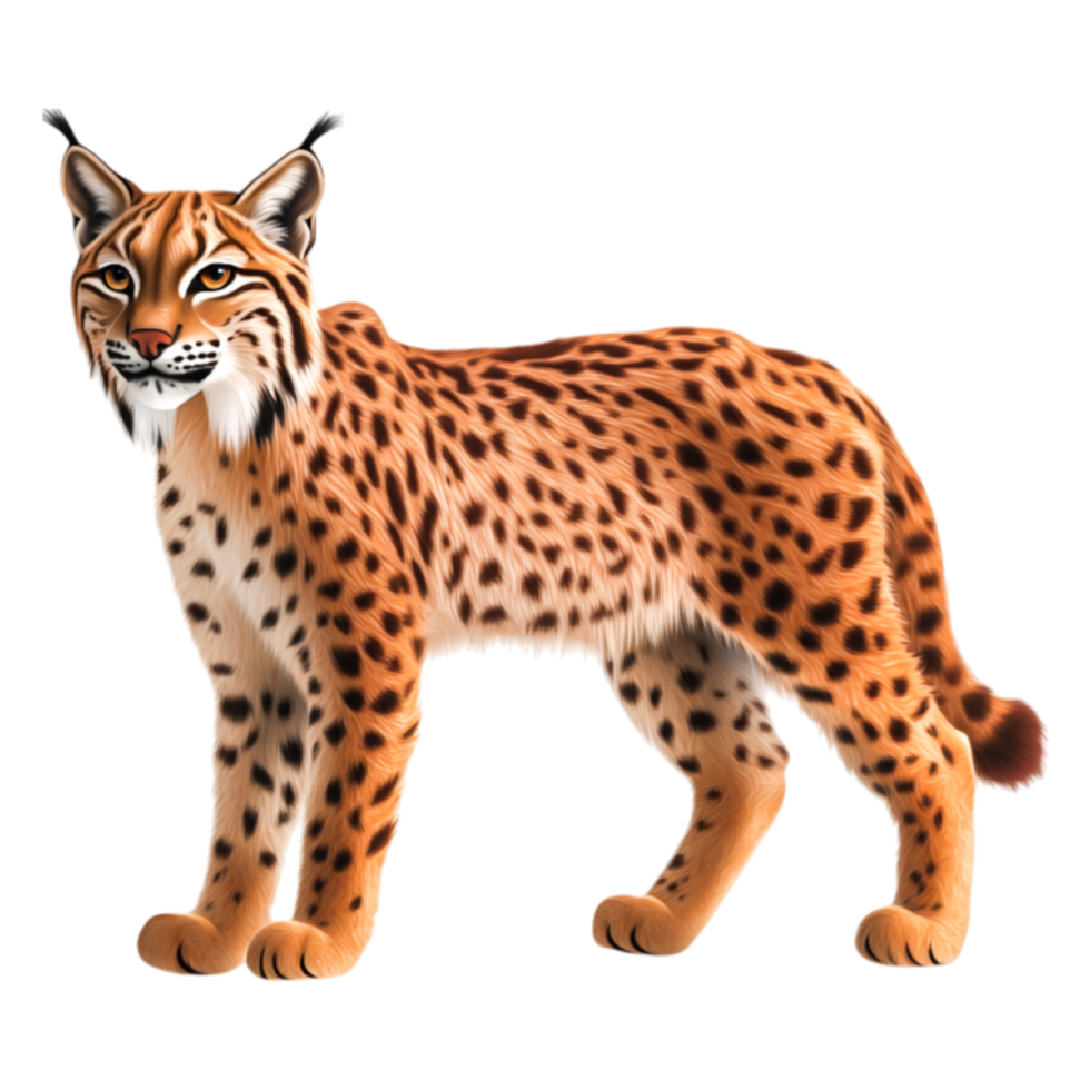 Realistic Cartoon Illustration of a Lynx Standing in a Natural Pose png