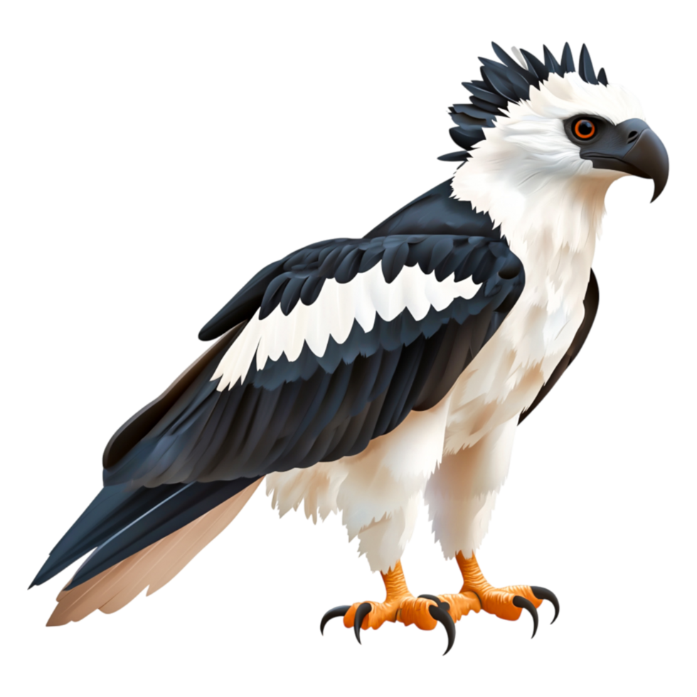 Majestic Bird of Prey with Distinctive Black and White Plumage png