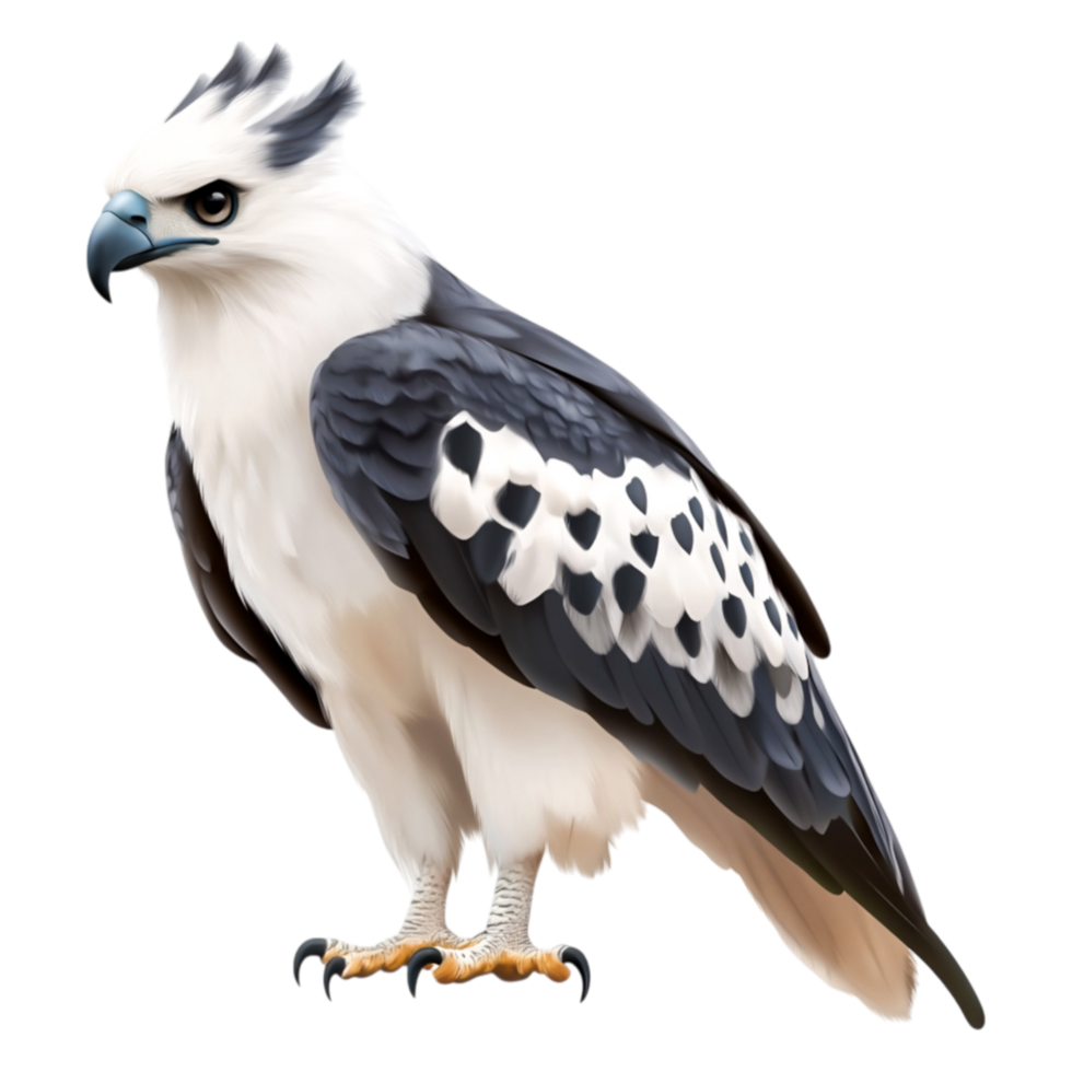 Majestic Bird of Prey with Striking White and Black Feather Pattern png