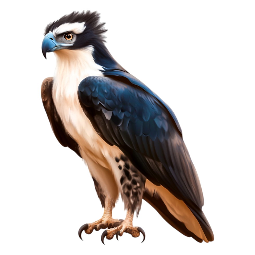 Majestic Bird of Prey Perched with Graceful Posture and Colorful Feathers png