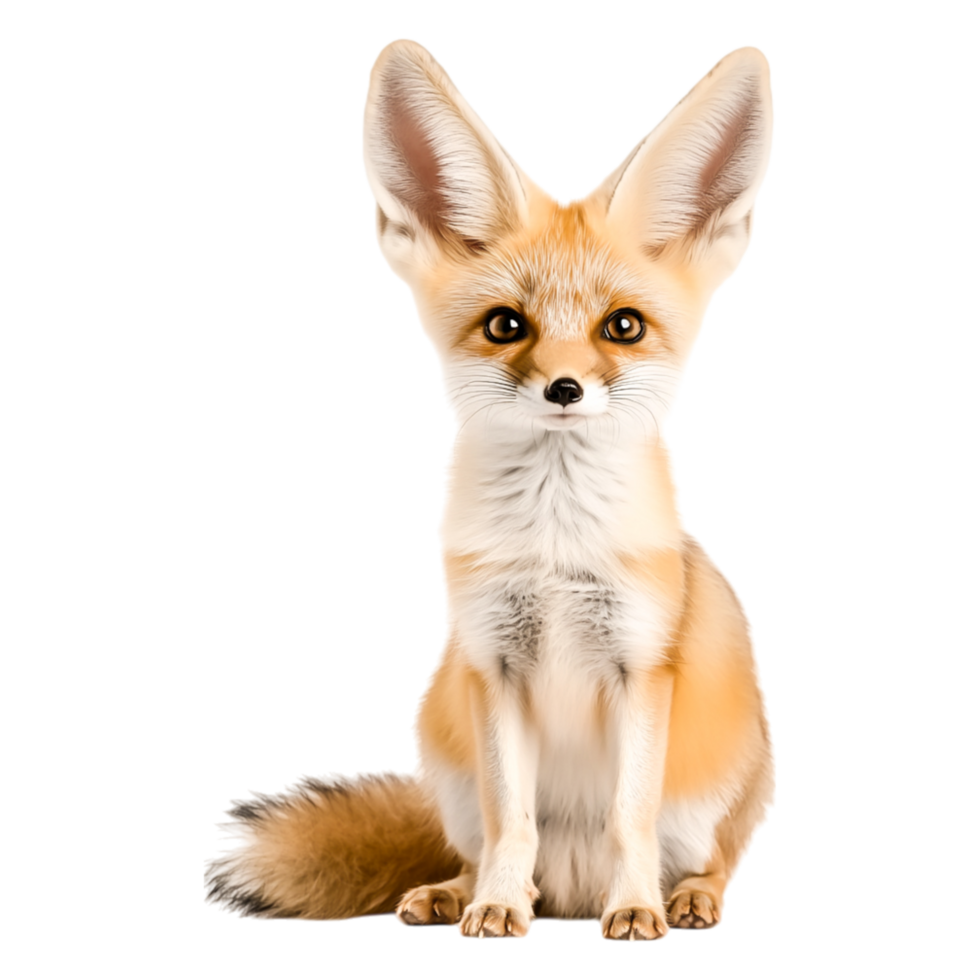 Adorable Fennec Fox with Large Ears Sitting png