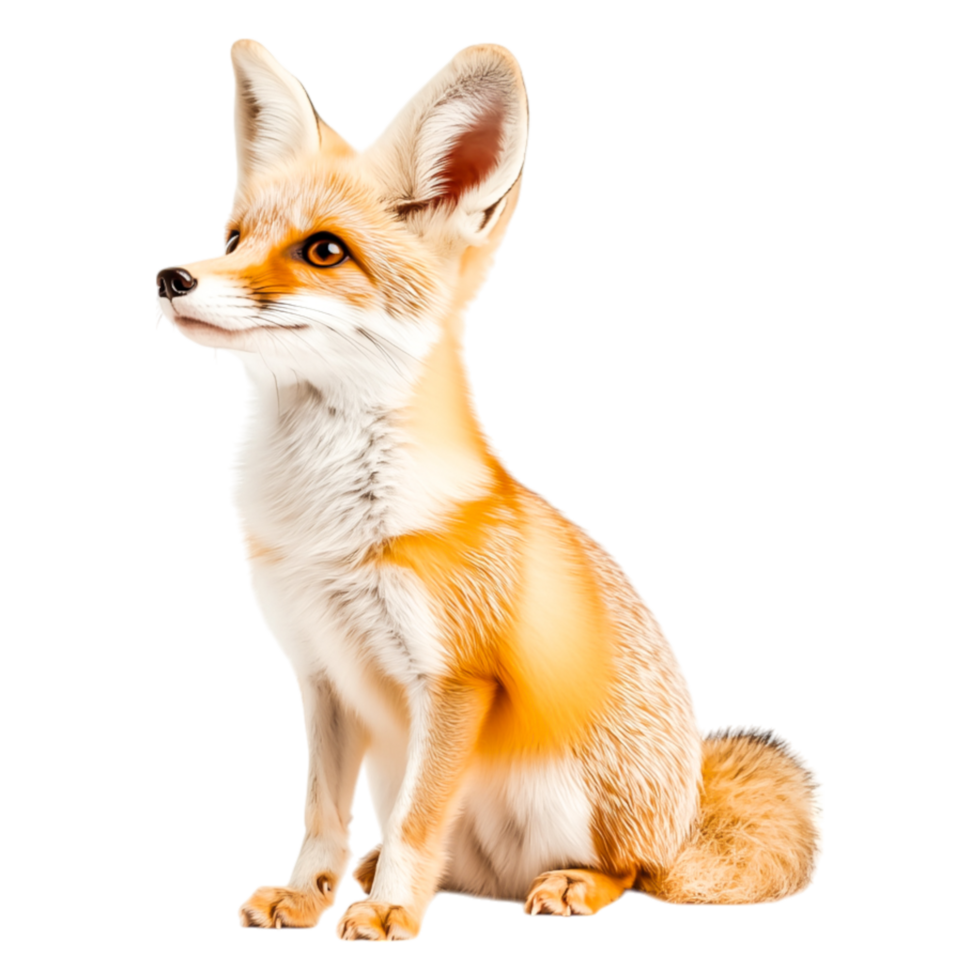 Realistic fox with orange fur sitting gracefully in a natural pose png