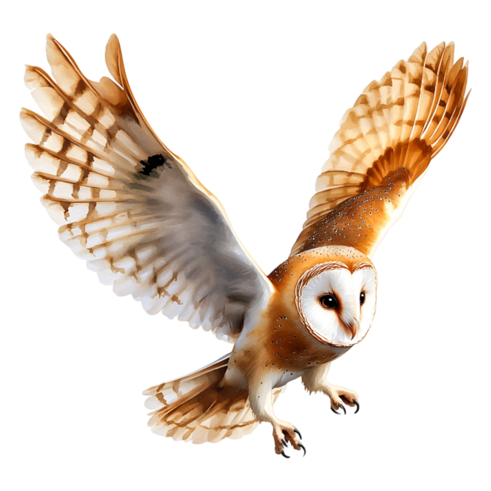 Majestic Barn Owl in Flight with Beautiful Feather Patterns png
