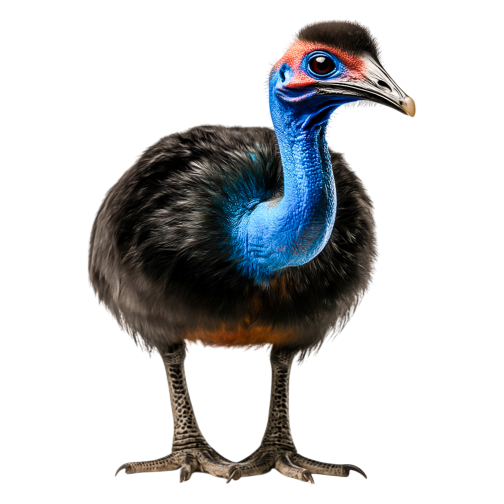 Vibrant Casuarine Bird with Distinctive Blue and Black Feathers png