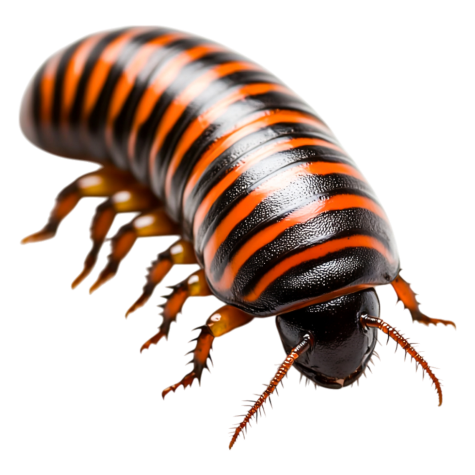 closeup of Colorful Millipede with Stripes png