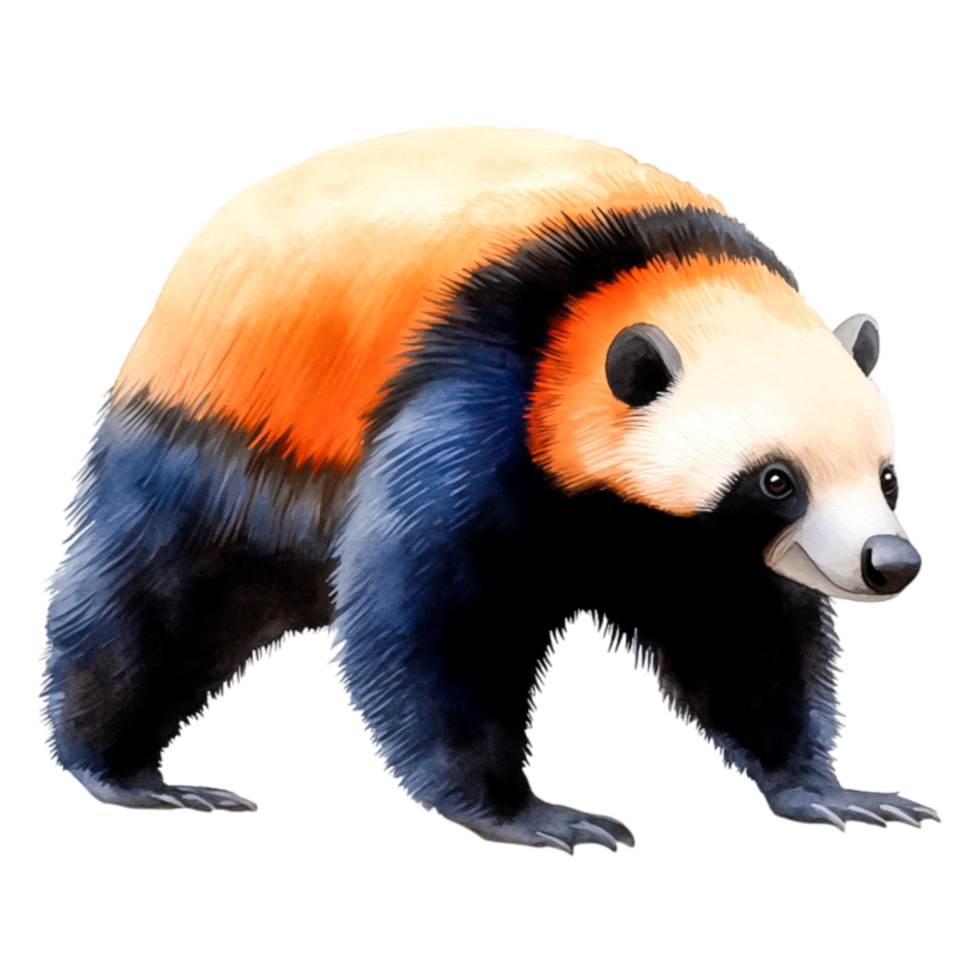 Colorful Panda Illustration with Vibrant Fur and Creative Design png