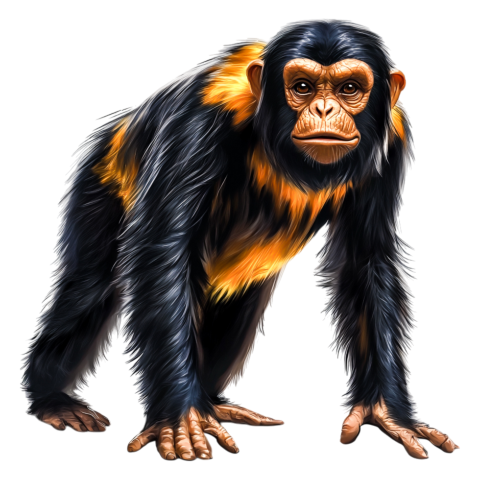 Realistic Illustration of a Wild Monkey with Colorful Fur png