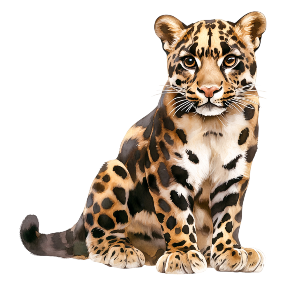 Realistic Leopard Illustration with Detailed Spots on png