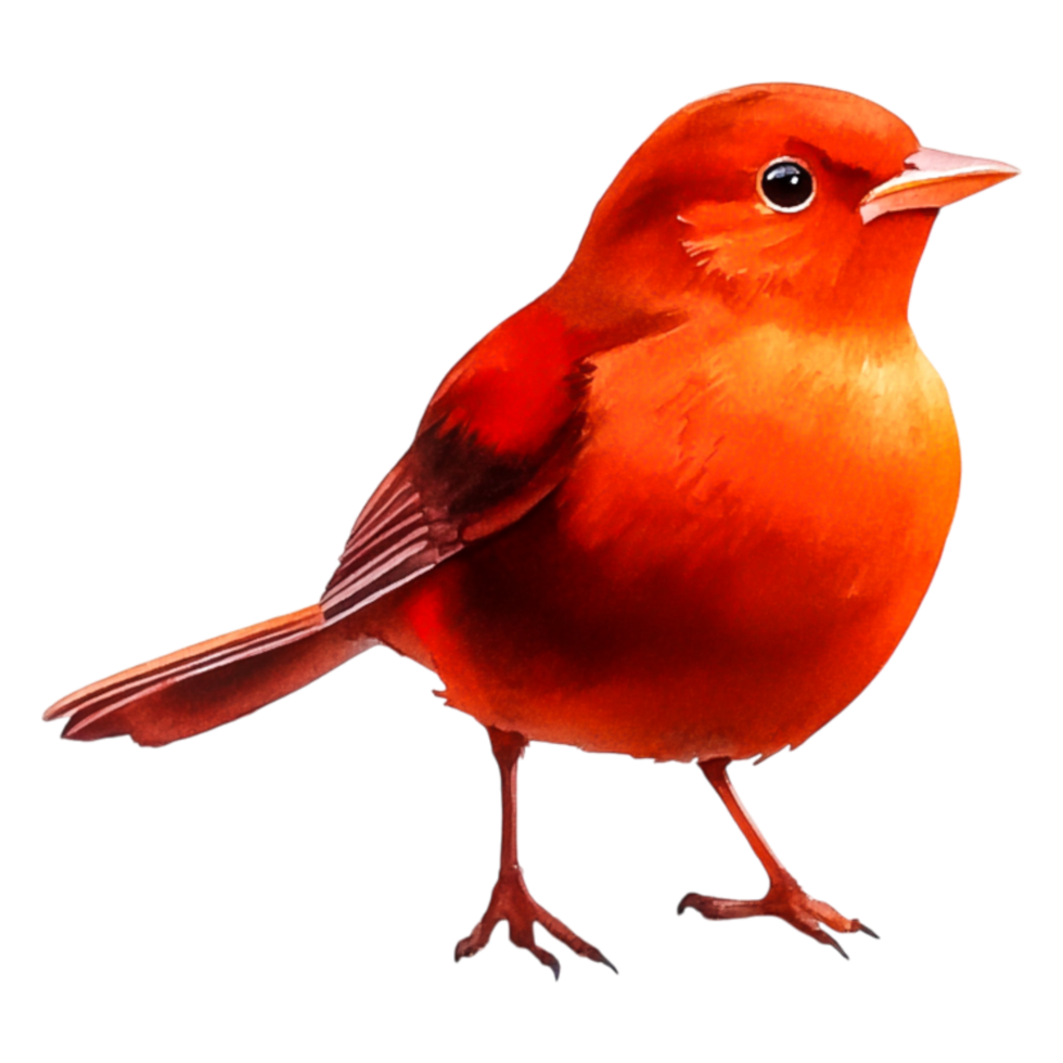 Bright Orange Bird Perched Branch with a Cheerful Expression png