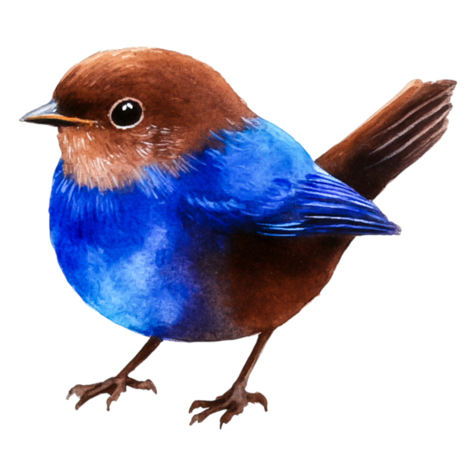 Vibrant Blue Bird with Brown Accent Feathering in Natural Pose png
