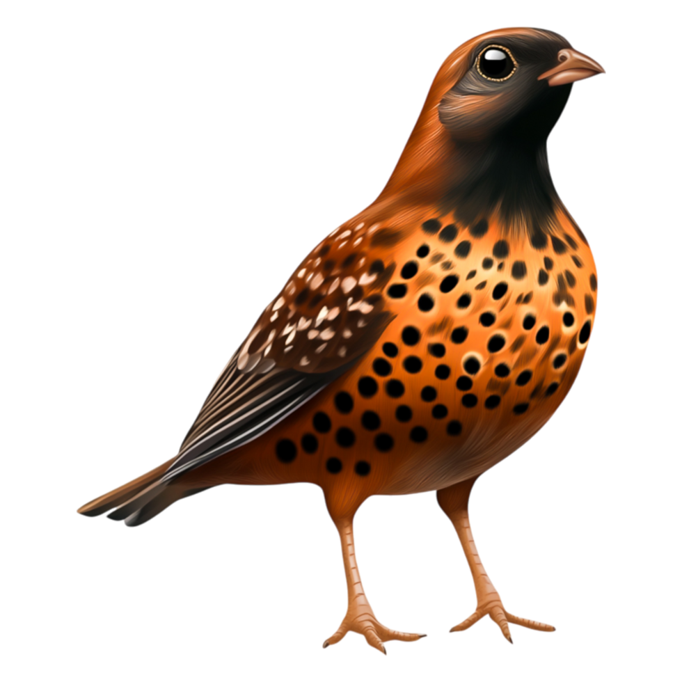 Colorful Bird with Orange and Black Feathers in Side Profile View png