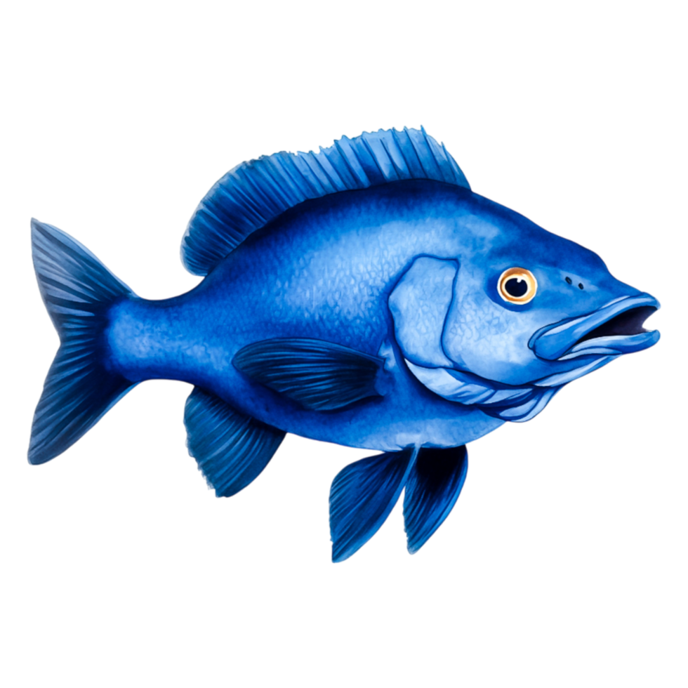 Vibrant Blue Fish with Detailed Scale Texture Swimming Gracefully png