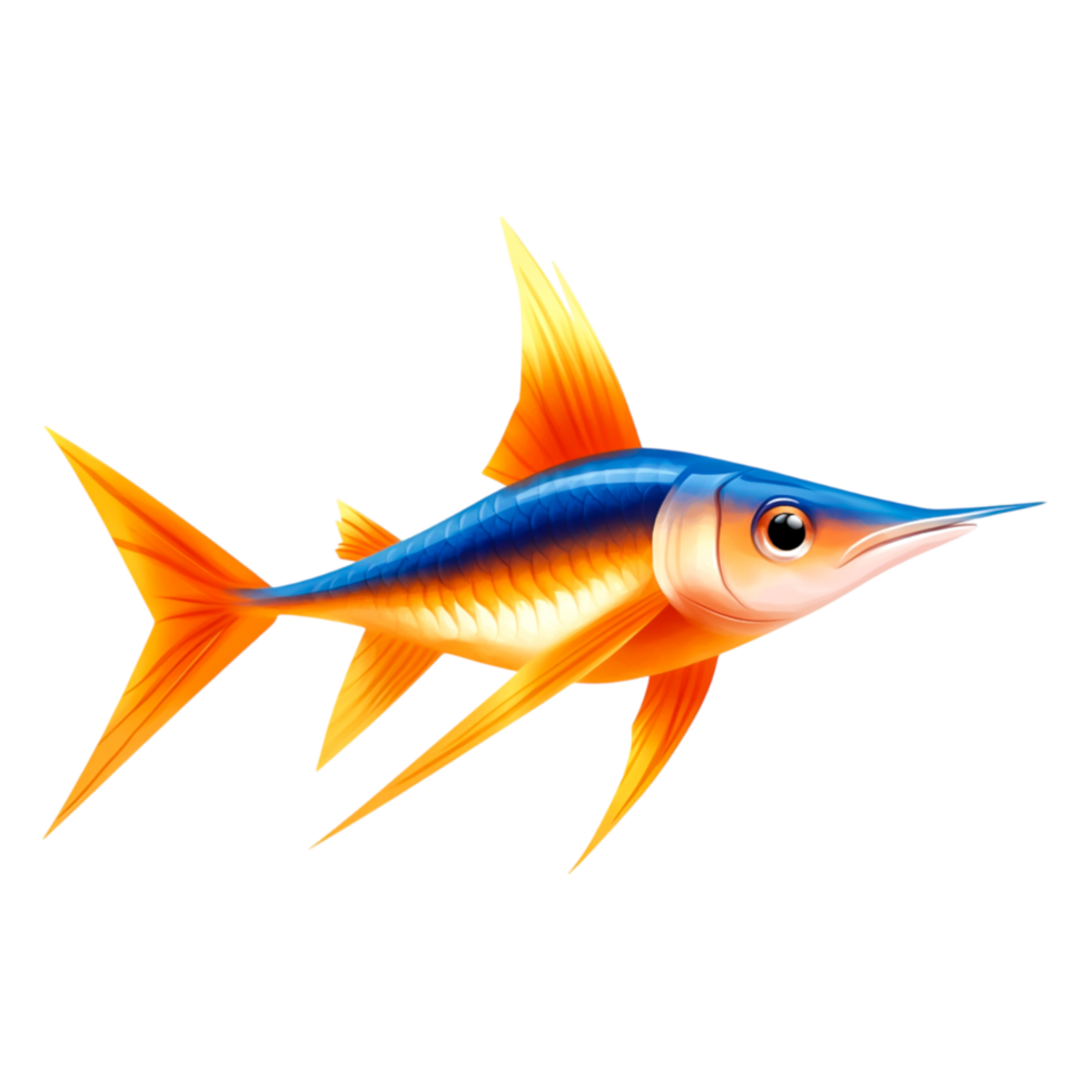 Colorful Exotic Fish Swimming in Clear Blue Water Background png