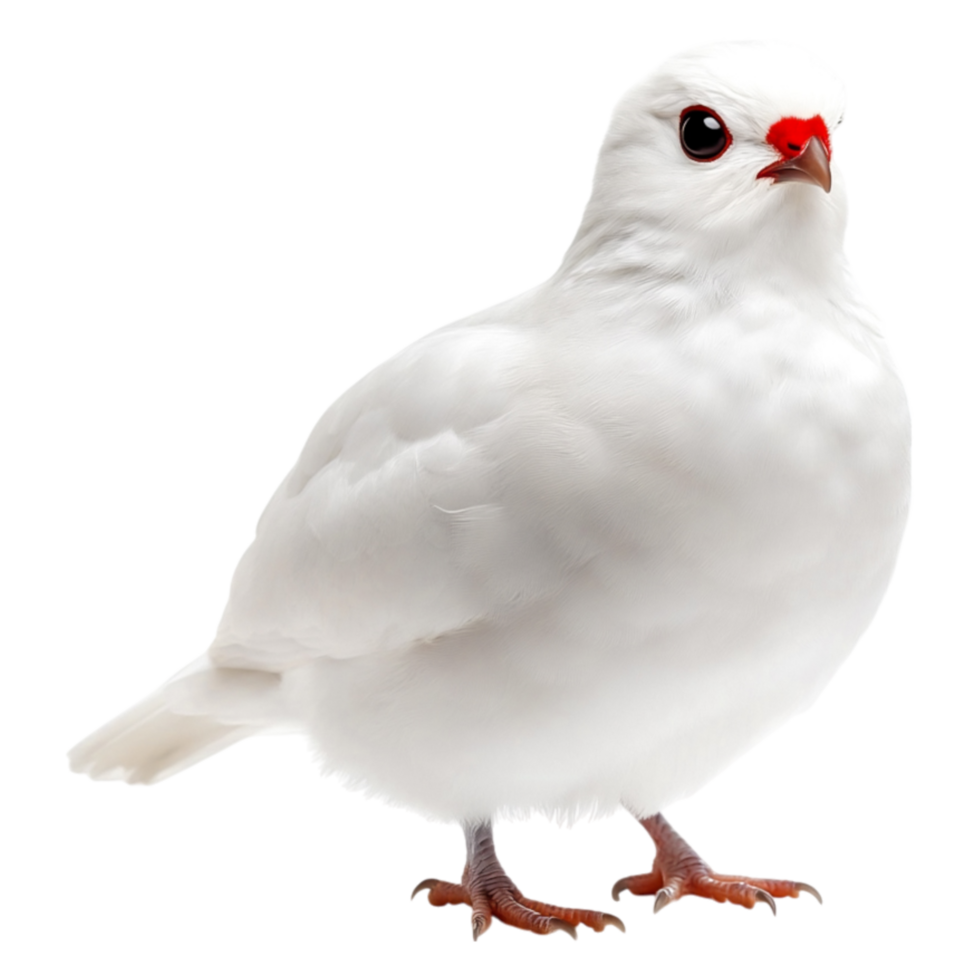 White Bird with Red Beak and Eyes on png