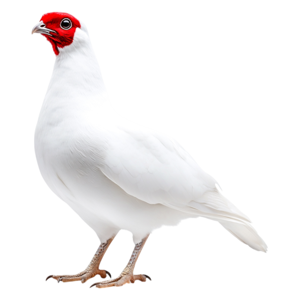 Elegant White Bird with Distinctive Red Head and Fiery Beak png
