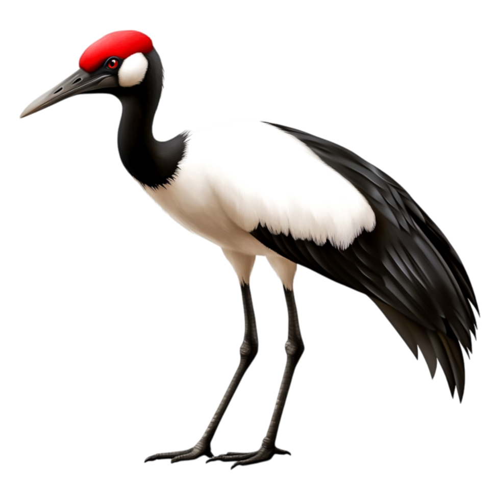 Elegant Crane with Red Crown and Striking png