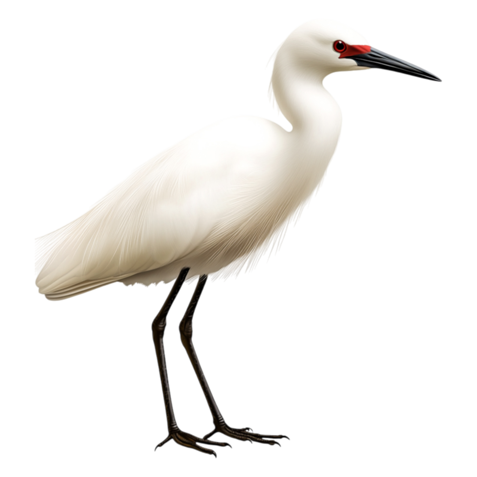 Elegant White Bird with Long Legs and Dark Bill in Natural Habitat png