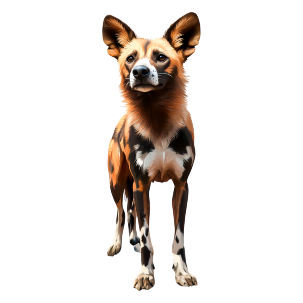 Playful Dog with Striking Coat Poses Confidently in Natural Light png