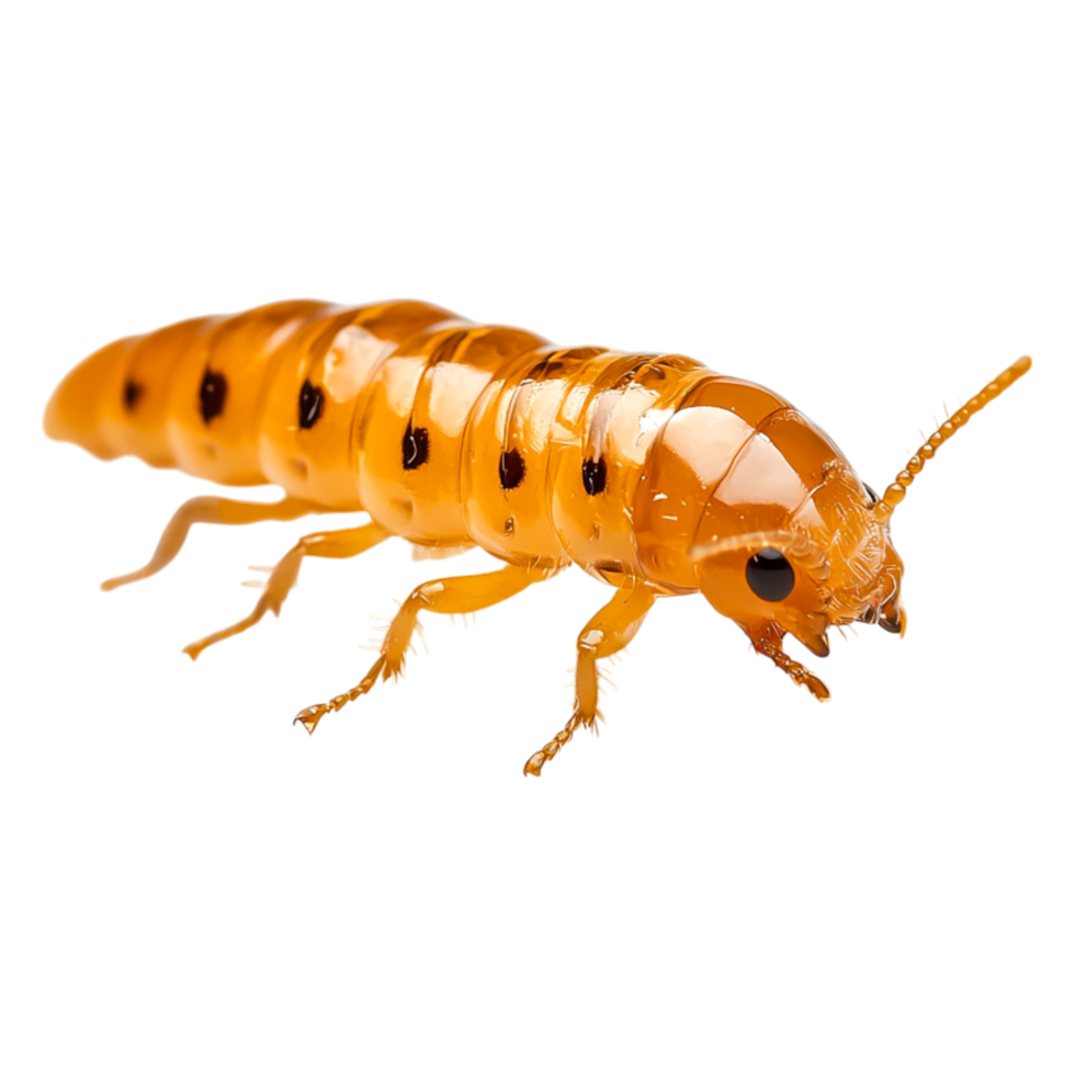 closeup of a Bright Orange Insect with Distinct Black Spots png