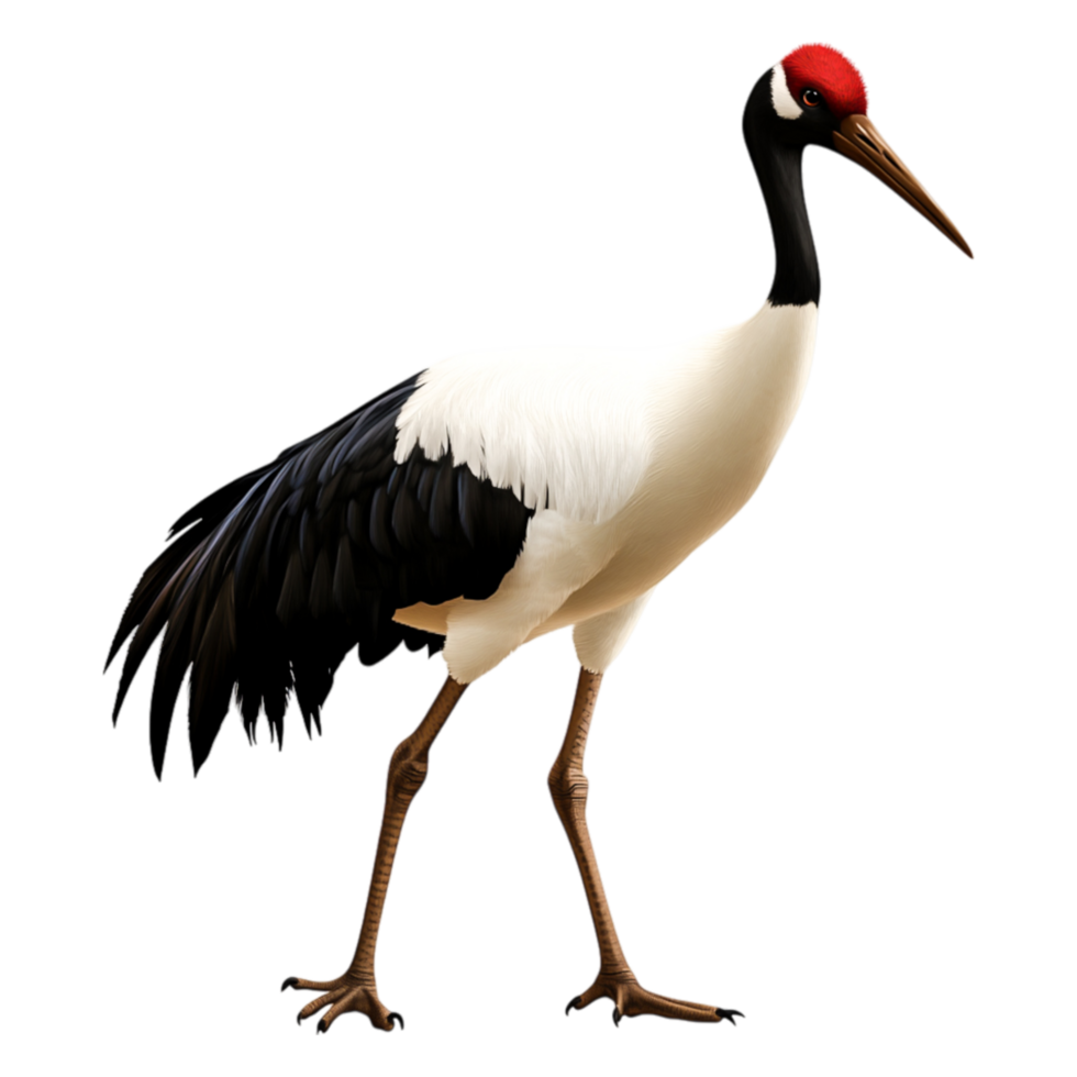 Majestic Red-Crowned Crane Standing Gracefully png
