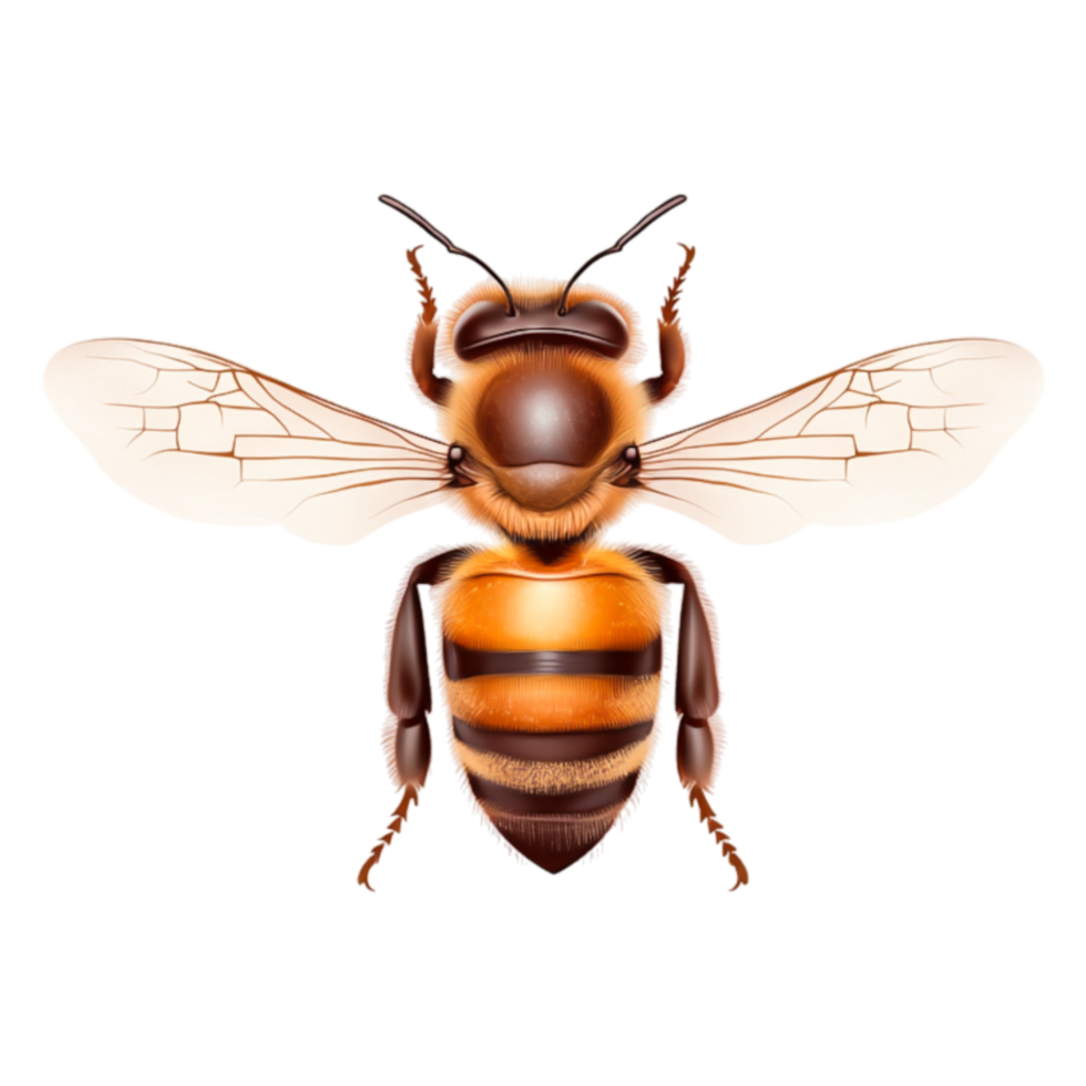 Realistic Illustration of a Honeybee with Detailed Wing Structure png