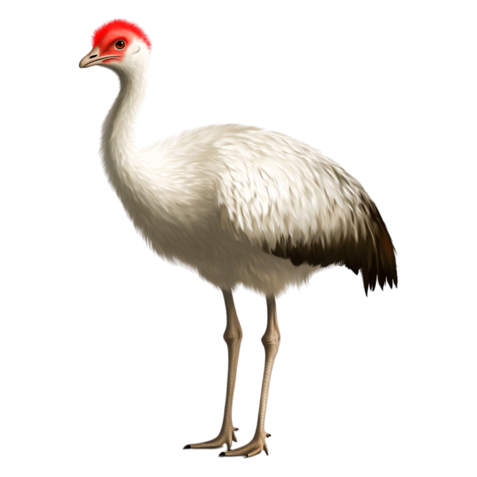Elegant Bird with White Feather and Red Crown in a Natural Setting png