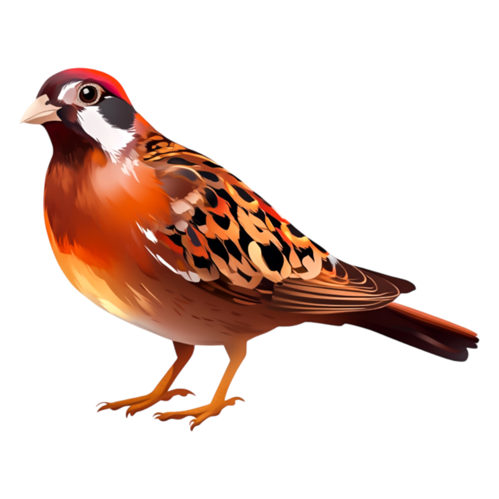 Colorful Sparrow Perched Branch in Bright Forest Habitat png